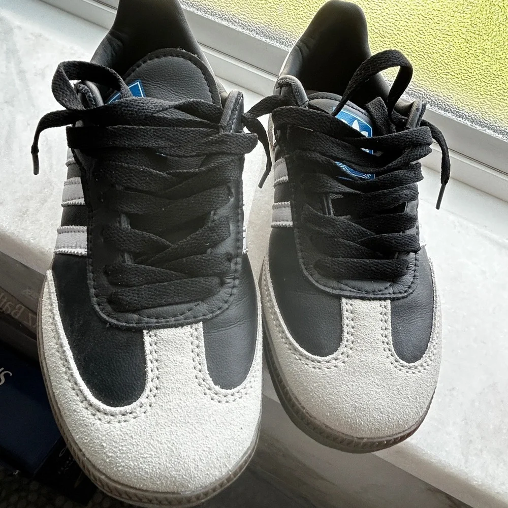 adidas Black & White Samba Sneakers with Gum Sole - Picture 11 of 13